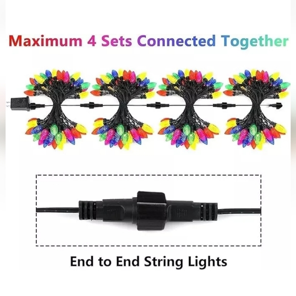 50 LED Multicolor Christmas String Lights C9 Faceted Bulb Indoor Outdoor New Box - Picture 5 of 6